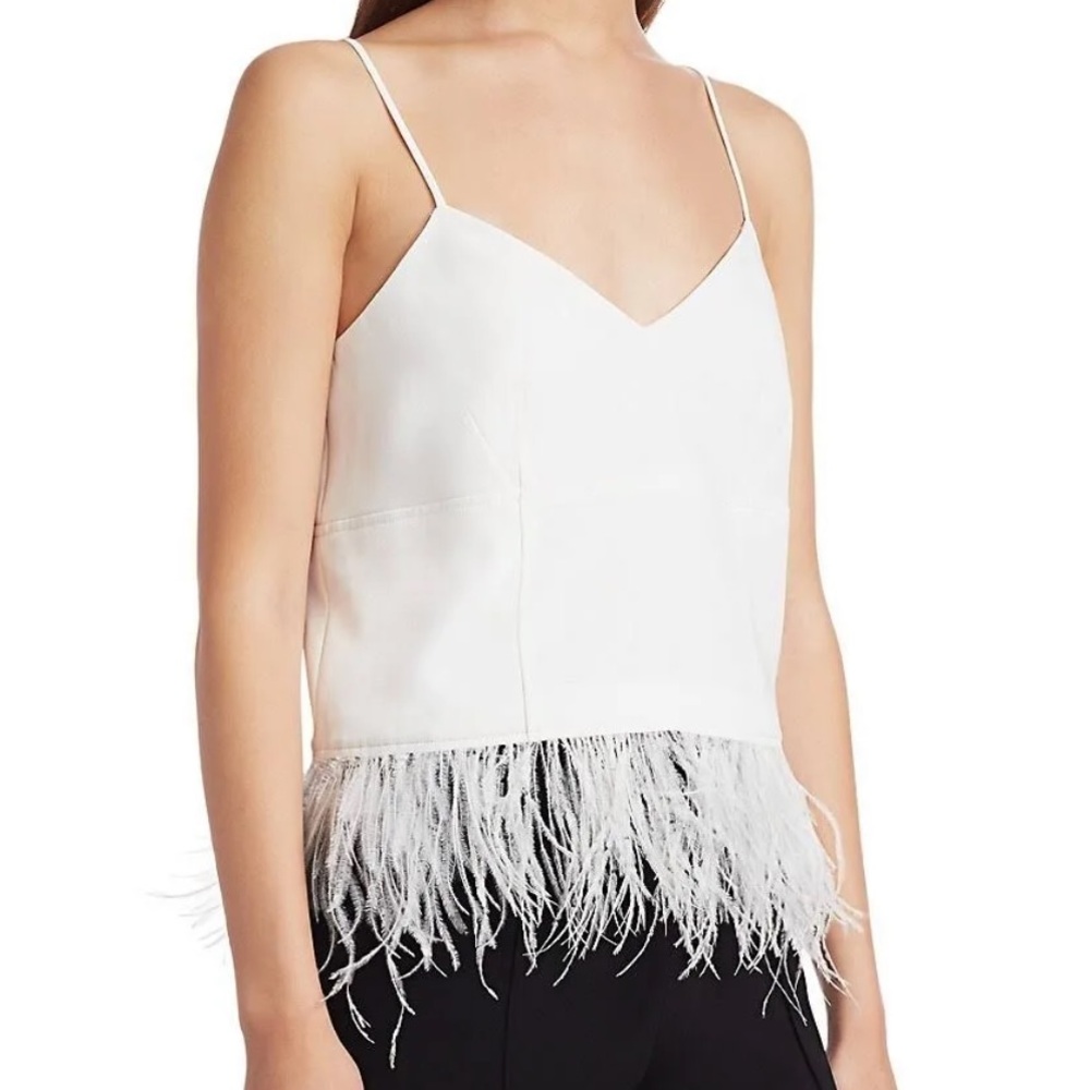 Cinq A Sept Narcissa Feather silk cami top